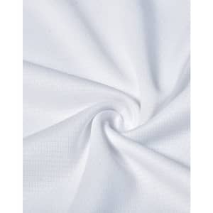 A white, lightweight fabric in a twisted pattern, showcasing its soft texture and breathable quality.