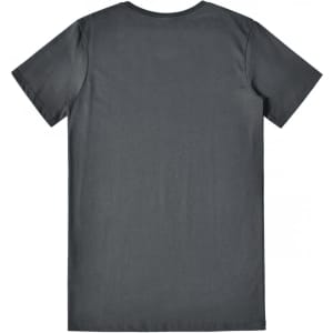 A dark grey men's premium cotton t-shirt featuring a simple design and short sleeves. It includes branding on the back.