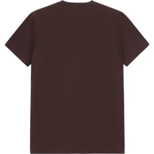 A brown men's premium cotton t-shirt displayed from the back, featuring short sleeves.