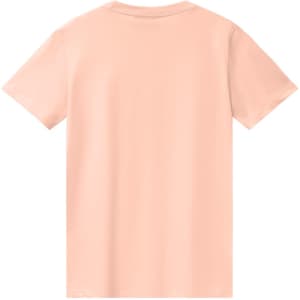 A plain peach-coloured men's premium cotton t-shirt featuring a simple back design and a logo.