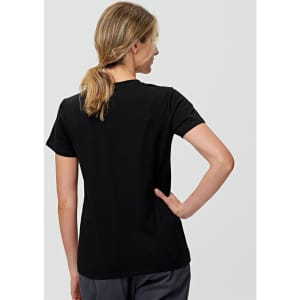 A black ladies' premium cotton tee, featuring a classic short sleeve design and a simple, clean cut on the back.