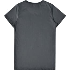 A grey ladies' premium cotton tee, featuring a classic crew neck and short sleeves, displayed from the back.