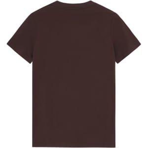 A brown premium cotton tee with a classic crew neck and short sleeves. Features a logo on the back.