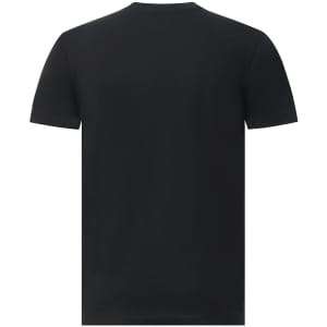A men's premium cotton short sleeve tee shirt in black, featuring a simple design and a branded logo.