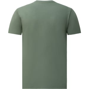 A men's premium cotton short-sleeve t-shirt in olive green, featuring a plain back and a small logo.