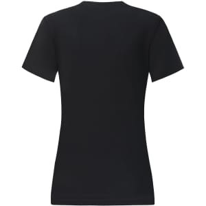 A black ladies' premium cotton short sleeve tee shirt with a fitted design and no visible logo.