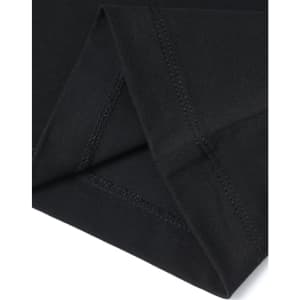 A close-up of a black premium cotton T-shirt, showcasing the fabric texture and stitching detail.