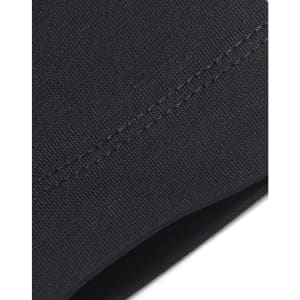 A close-up of a black premium cotton tee shirt, showcasing its smooth fabric and stitching details.