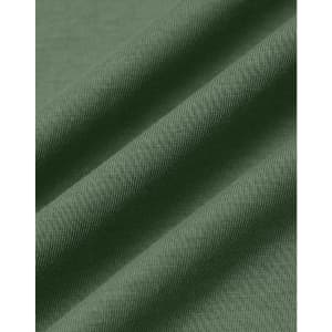 A close-up of premium cotton fabric in a soft olive green hue with a textured surface.