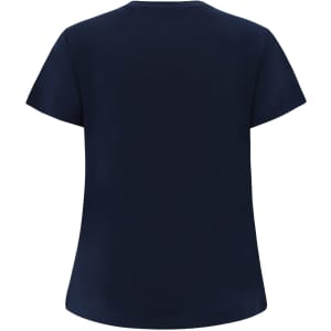 A navy blue ladies' premium cotton short sleeve tee shirt featuring a round neckline and a simple, clean design.