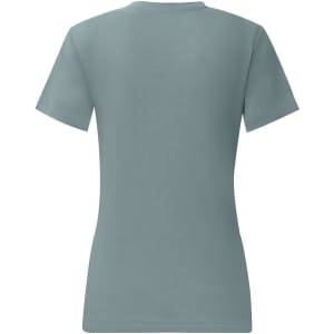 A light blue short-sleeve women's premium cotton tee shirt featuring a plain back design.