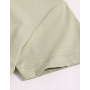 A light green premium cotton short sleeve tee shirt, featuring a subtle hem and sleeve detail and a logo.
