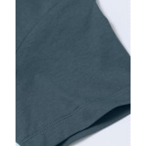 A close-up of a grey premium cotton short sleeve tee shirt, featuring a smooth fabric texture and a stitched hem.