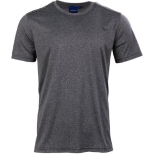 Men's short sleeve tee in a heather grey colour, featuring a logo on the chest.