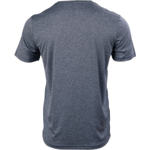 A grey short sleeve tee with a sleek design and a logo on the back.