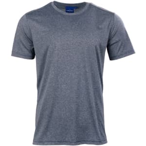 A grey short sleeve tee featuring a simple design and a logo on the tag. Ideal for casual wear.