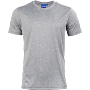 A light grey short sleeve tee made from ultra-dry cationic fabric, featuring a logo on the chest.