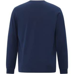 A navy long-sleeve t-shirt for men, featuring a plain back and a relaxed fit. It includes a brand logo.