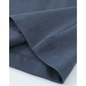 A close-up of a men's long-sleeve tee shirt in dark navy cotton, highlighting the fabric and stitching details.