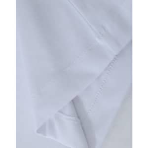 A close-up of a white premium cotton long-sleeve T-shirt showcasing its fabric texture and stitching details.