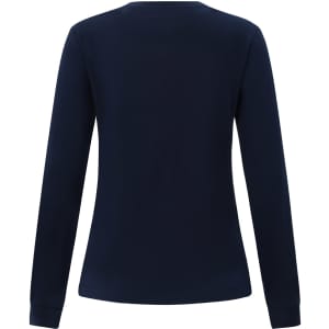 A navy long-sleeve tee shirt for ladies, featuring a round neck and fitted design. The back view is shown.