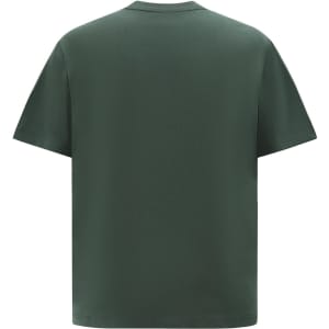 A dark green unisex oversized cotton tee with a simple, plain design and short sleeves. It features a logo on the front.