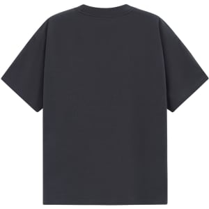 A unisex heavy cotton oversized tee in a dark colour with a plain back and short sleeves.