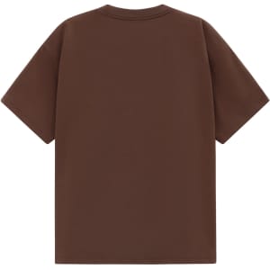 A brown unisex heavy cotton oversized tee with a simple design and no visible branding.