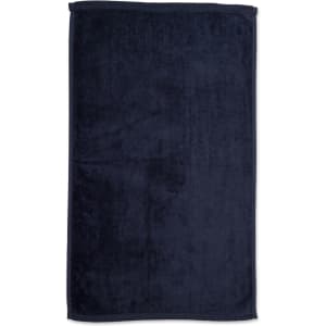 A navy blue golf towel measuring 38 x 65 cm, featuring a textured surface and a stitched border.
