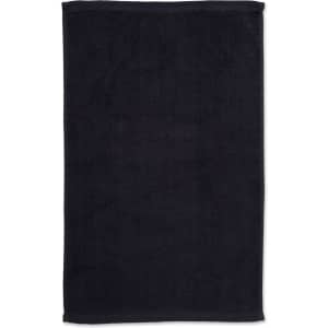 A black double-sided terry hand towel measuring 40x60 cm, featured in a plain design.