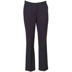 Ladies permanent press pants in dark navy, featuring a classic fit and smooth, wrinkle-resistant fabric.