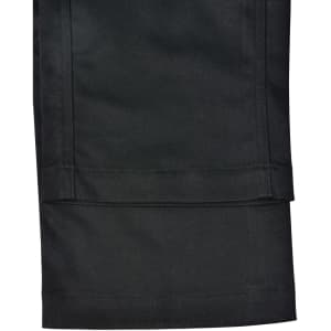 Unisex utility stretch cargo work pants in black with a straight cut and pocket detailing. Features a logo.
