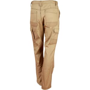 Lightweight semi-fitted Cordura work pants in beige, featuring multiple pockets and a logo. Rear view displayed.