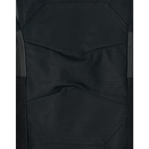 Black rip-stop poly/cotton stretch work pants featuring detailed stitching and reinforced sections.