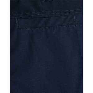 Navy rip-stop poly/cotton stretch work pants with a smooth fabric texture and a branding logo.