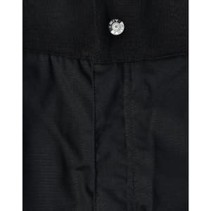 Black work shorts made of rip-stop poly/cotton material, featuring a button closure at the waist.