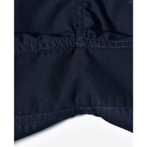 Navy blue Rip-Stop poly/cotton stretch work shorts featuring reinforced stitching and a brand logo.