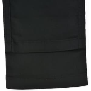Black cotton stretch ripstop work pants featuring a clean hem and a simple design with a logo on the fabric.