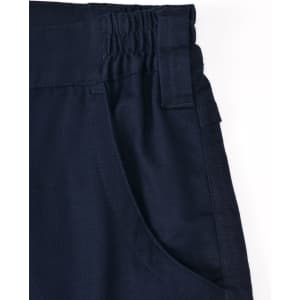 A navy unisex cotton stretch ripstop segmented work pant with an elastic waistband and pocket detail.
