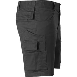 Unisex cotton stretch ripstop work shorts in black, featuring multiple pockets and a stylish fit.