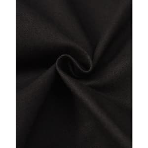 A close-up of black cotton fabric, showcasing a smooth and sturdy texture suitable for work pants.