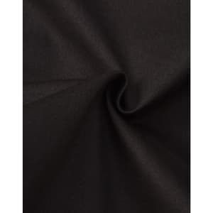 A close-up of black cotton fabric, showcasing a smooth texture and slight stretch. The material appears to be durable.