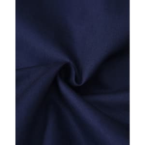 A close-up of navy fabric with a smooth texture, suitable for clothing. The fabric appears durable and lightweight.