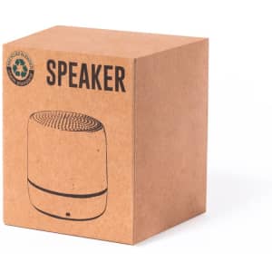A brown cardboard box displaying a speaker design, with a logo and the word "SPEAKER" prominently featured.