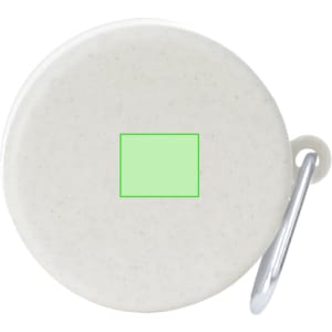 A foldable cup in white with a silver clip, featuring a logo on its surface.