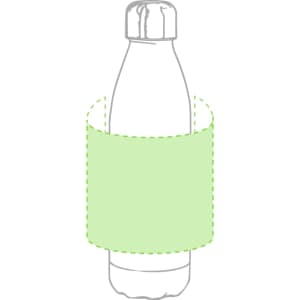 A drink bottle in clear plastic, featuring a green sleeve. The bottle has a standard cap and a slim design.