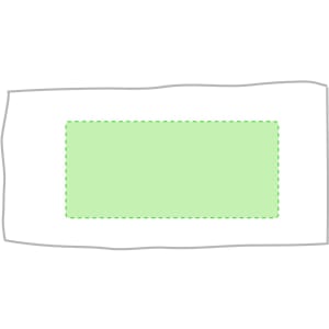 A green absorbent towel is displayed on a white background, featuring a dashed border design.