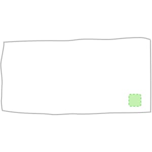 A rectangular absorbent towel in a soft green colour with a logo in one corner.