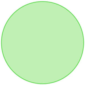 A round, light green circle outlined in a darker green. It features a simple, solid design.