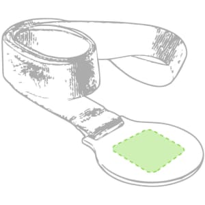 A medal with a green square on the front, attached to a fabric ribbon, illustrated in a simple style.